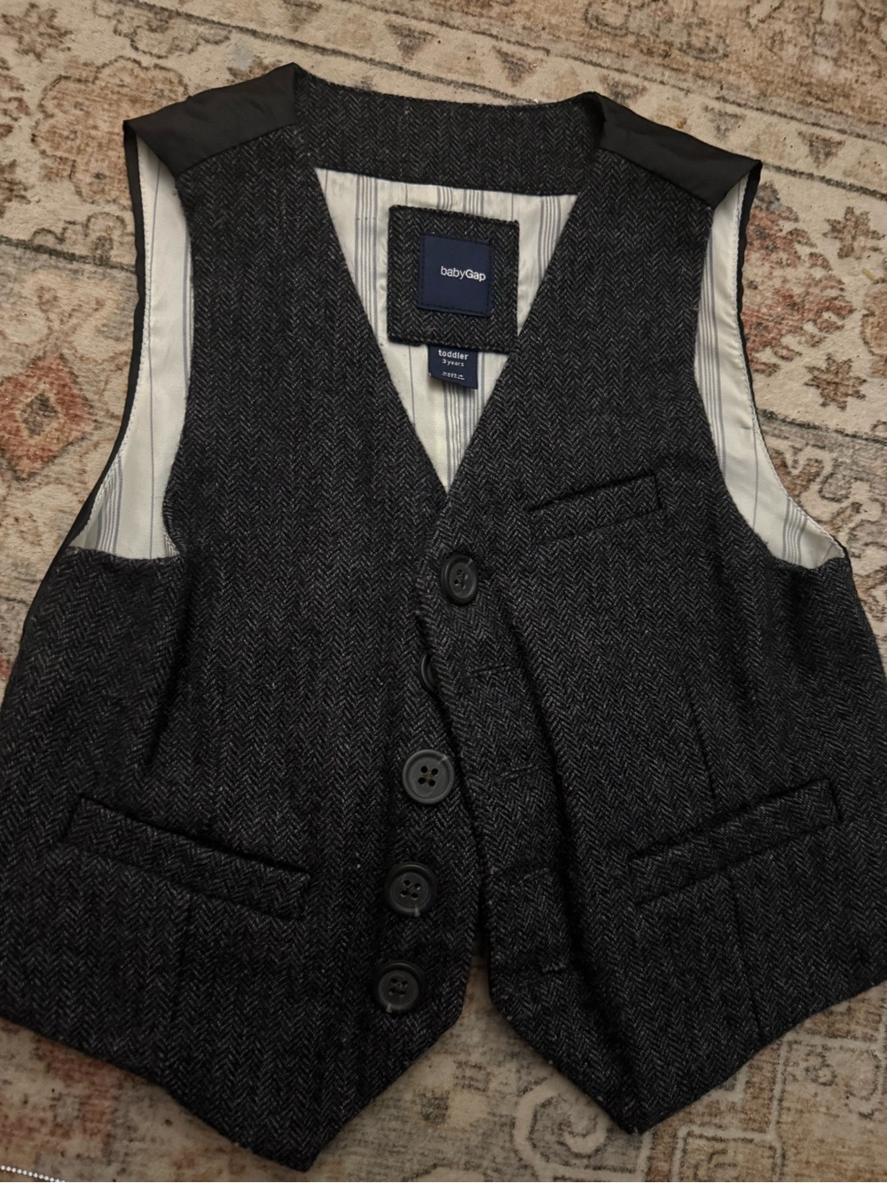GAP Toddler Herringbone Vest - Charcoal/Black